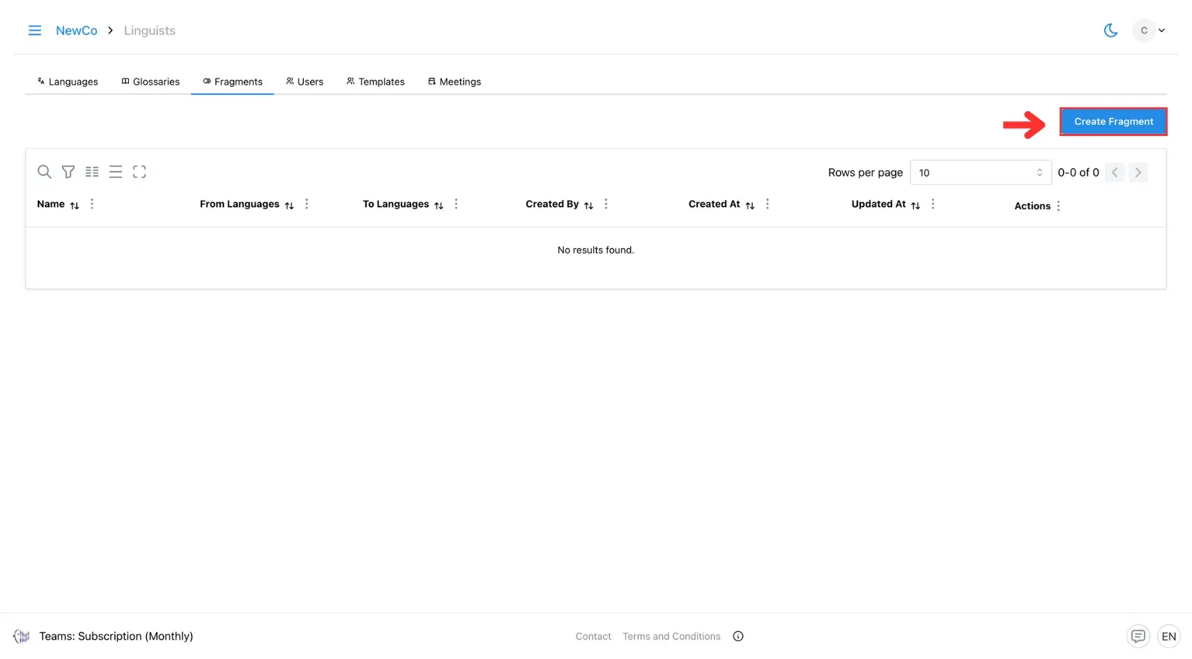 Click the ‘Create Fragment’ button