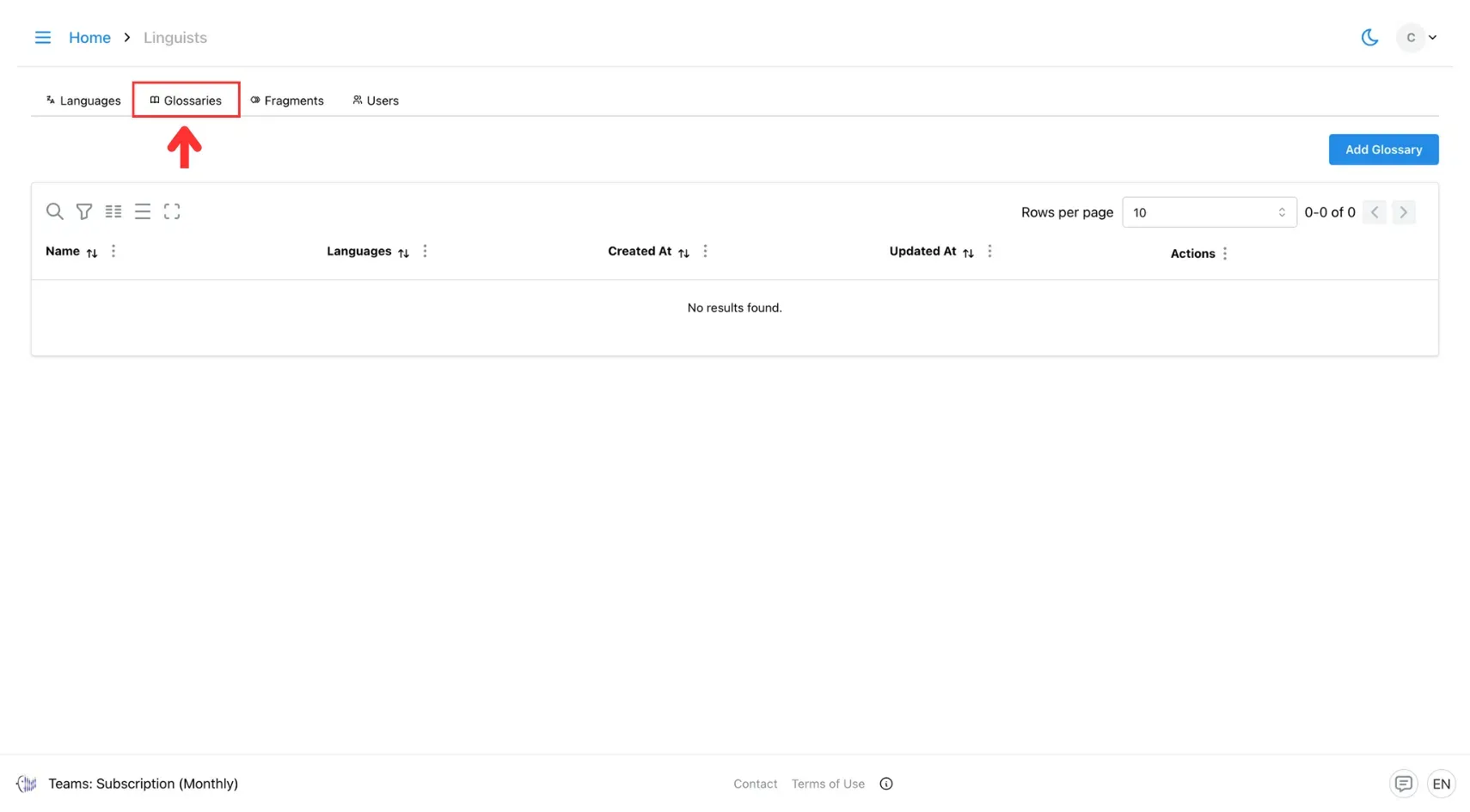 40.2 Create Glossaries Glossaries Tab.webp