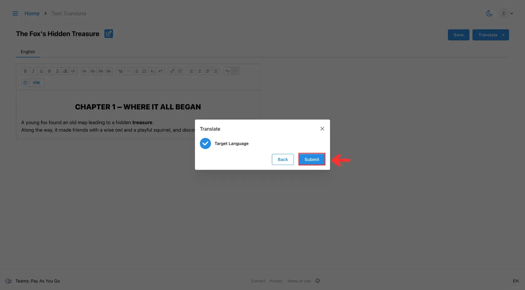 4.6.2 Click submit to begin translation.webp