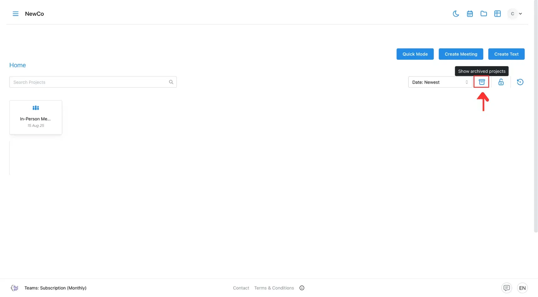 Access archived meetings