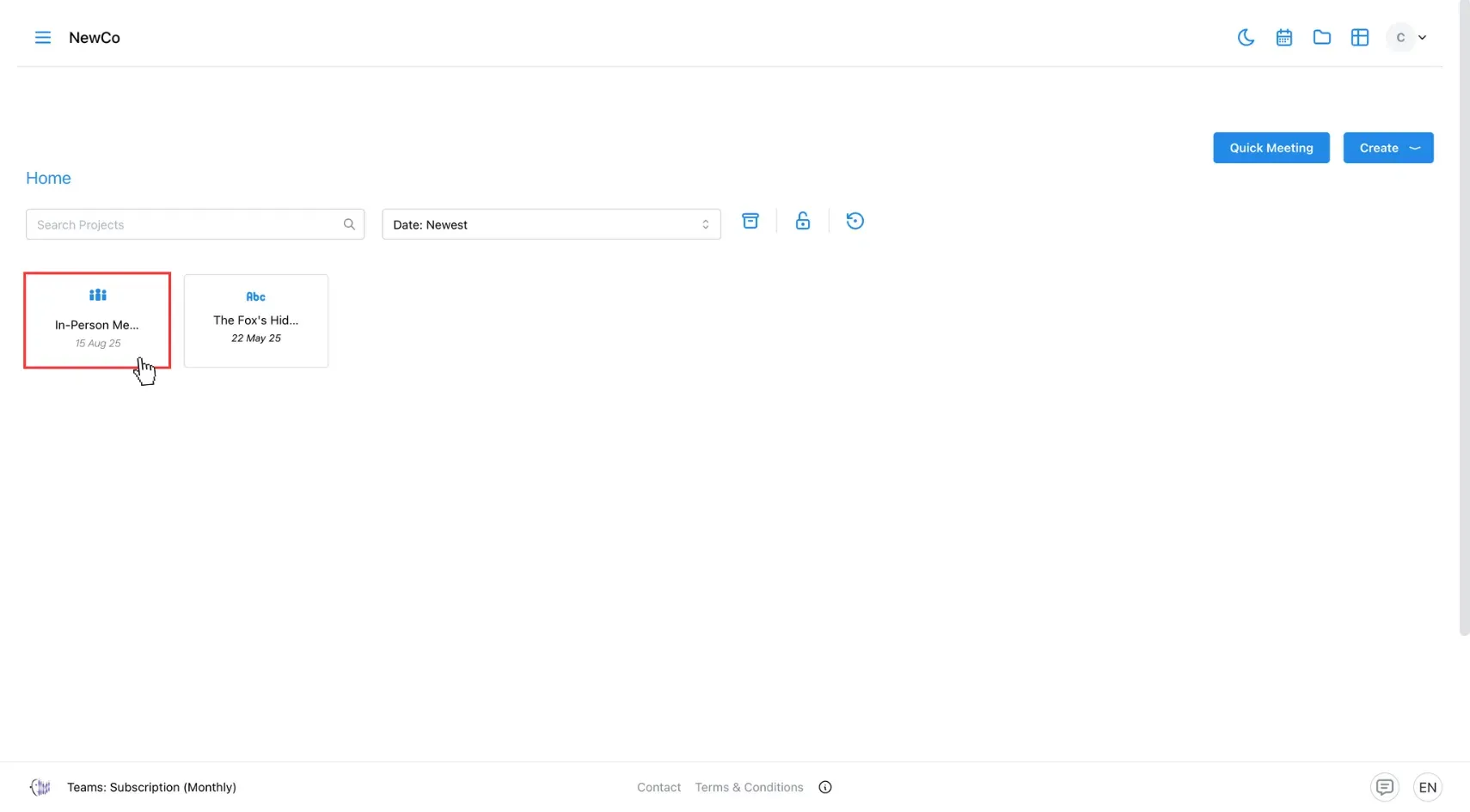 Choose the meeting you want to archive