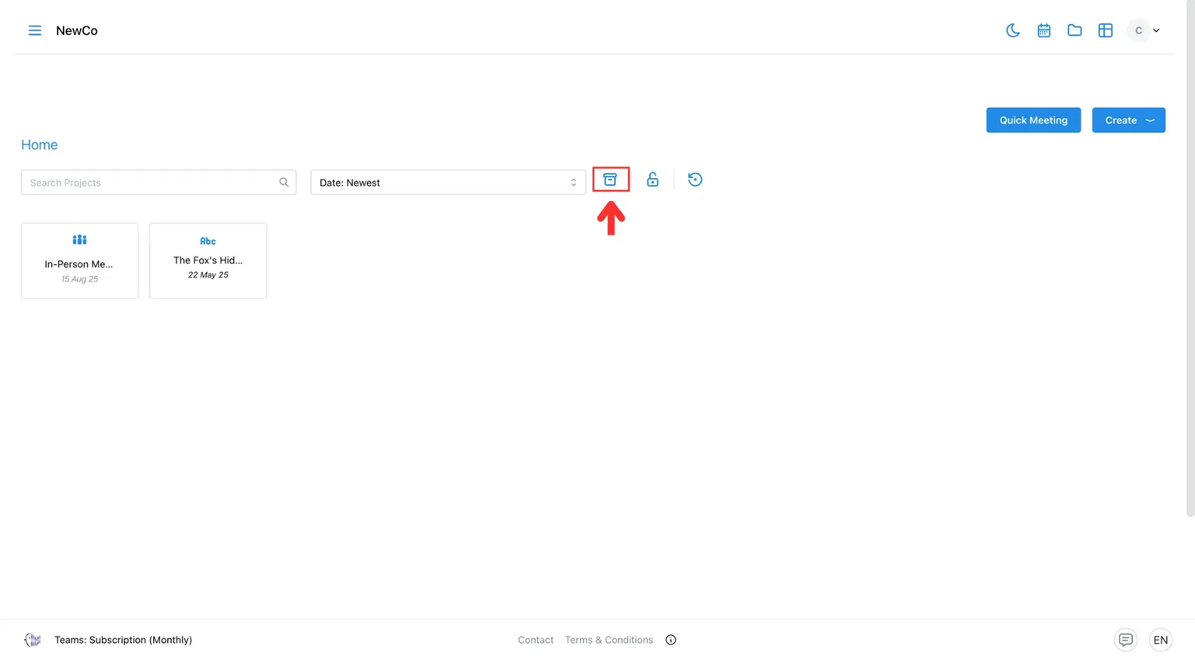 Access archived meetings
